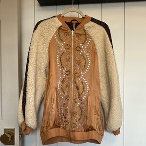 Free people rare Sherpa/cheetah jacket
